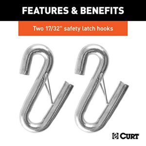 CURT 80176 44-Inch Vinyl-Coated Trailer Safety Cables, 17/32-In Snap Hooks, 7,500 lbs Break Strength, Pack of 2 , Black