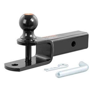 curt 45009 3-in-1 atv trailer hitch mount, 2-inch ball, clevis pin, 5/8-inch hole, fits 2-inch receiver, gloss black powder coat