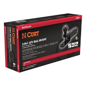 CURT 45009 3-in-1 ATV Trailer Hitch Mount, 2-Inch Ball, Clevis Pin, 5/8-Inch Hole, Fits 2-Inch Receiver, Gloss Black Powder Coat