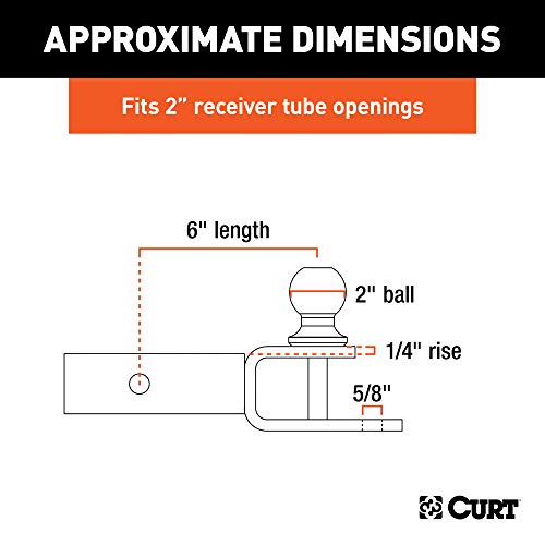 CURT 45009 3-in-1 ATV Trailer Hitch Mount, 2-Inch Ball, Clevis Pin, 5/8-Inch Hole, Fits 2-Inch Receiver, Gloss Black Powder Coat