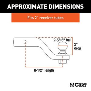 CURT 45331 Trailer Hitch Mount with 2-5/16-Inch Ball & Pin, Fits 2-Inch Receiver, 15,000 lbs, 2-In Drop