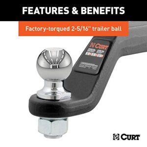 CURT 45332 Trailer Hitch Mount with 2-5/16-Inch Ball & Pin, Fits 2-Inch Receiver, 15,000 lbs, 4-Inch Drop