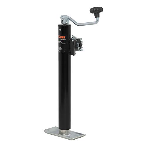 CURT 28356 Weld-On Pipe-Mount Swivel Trailer Jack, 5,000 lbs. 15 Inches Vertical Travel, CARBIDE BLACK POWDER COAT