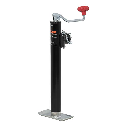 CURT 28356 Weld-On Pipe-Mount Swivel Trailer Jack, 5,000 lbs. 15 Inches Vertical Travel, CARBIDE BLACK POWDER COAT