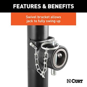 CURT 28356 Weld-On Pipe-Mount Swivel Trailer Jack, 5,000 lbs. 15 Inches Vertical Travel, CARBIDE BLACK POWDER COAT