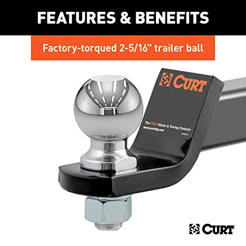 CURT 45041 Trailer Hitch Mount with 2-5/16-Inch Ball & Pin, Fits 2-Inch Receiver, 7,500 lbs, 2-In Drop