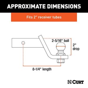 CURT 45041 Trailer Hitch Mount with 2-5/16-Inch Ball & Pin, Fits 2-Inch Receiver, 7,500 lbs, 2-In Drop