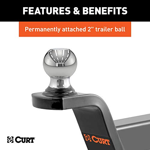 CURT 45155 Fusion Trailer Hitch Mount with 2-Inch Ball & Pin, Fits 2-In Receiver, 7,500 lbs, 2" Rise, black