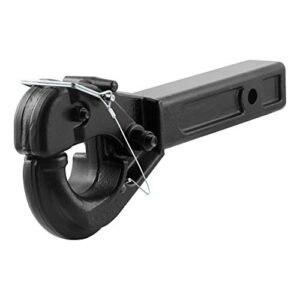 curt 48004 pintle hook hitch for 2-inch receiver, 20,000 lbs, fits 2-1/2-inch lunette ring, gloss black powder coat