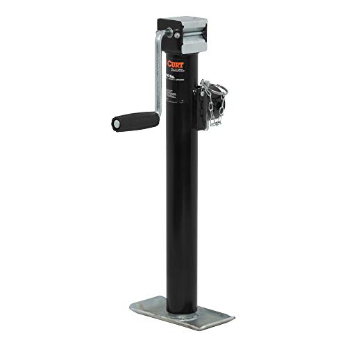 CURT 28324 Weld-On Pipe-Mount Swivel Trailer Jack, 2,000 lbs. 15 Inches Vertical Travel, CARBIDE BLACK POWDER COAT