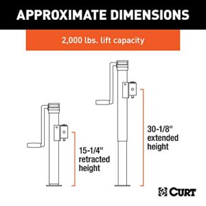 CURT 28324 Weld-On Pipe-Mount Swivel Trailer Jack, 2,000 lbs. 15 Inches Vertical Travel, CARBIDE BLACK POWDER COAT