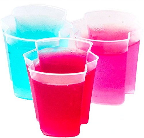 50 EZ-Squeeze Jello Shot Cups With Lids - 2 oz Max Capacity-New and Improved Design 2019 - Jello Shot Cups With Lids Stack-able - Easy To Squeeze -Fun For All Occasions