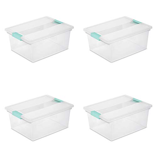 Sterilite Deep Clear Plastic Stackable Storage Container Bin Box Tote with Clear Latching Lid Organizing Solution for Home & Classroom, 4 Pack