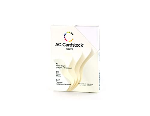 5 x 7-inch White AC Cardstock Pack by American Crafts | Includes 60 sheets of heavy weight, textured white cardstock