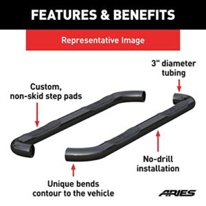 ARIES 204044 3-Inch Round Black Steel Nerf Bars, No-Drill, Select Chevrolet, GMC Blazer K5