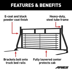 ARIES 111001 Classic Heavy-Duty Black Steel Truck Headache Rack Cab Protector, Select Ford F-250, F-350, F-450 Super Duty