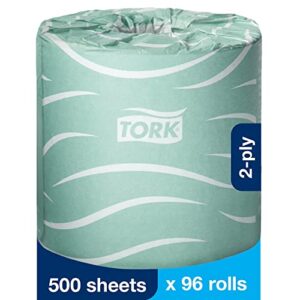 Tork Septic Safe Toilet Paper White, 100% Recycled, 2-ply, 500 Sheets per Roll, 96 Rolls