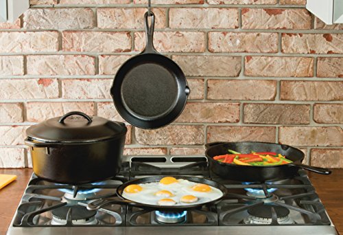 Lodge Seasoned Cast Iron 5 Piece Bundle. 10.5" Griddle, 8" Skillet, 10.25" Skillet, 10.25" Dutch Oven, and 10.25" Lid