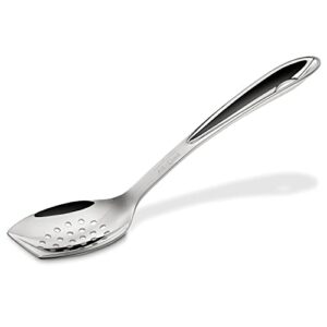all-clad cook & serve stainless steel slotted spoon, 10 inch, silver