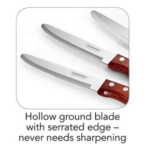 Tramontina P-500DS Porterhouse Stainless Steel 4-Piece Steak Knife Set, Rounded Tip, Polywood Handle, Made in Brazil