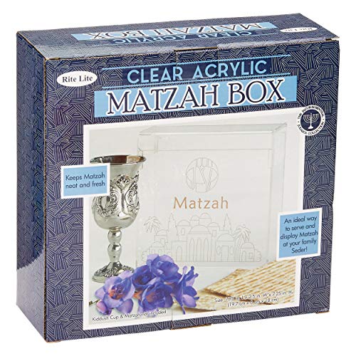 Rite Lite Passover Acrylic Flip Top Matzah Box Decor For Pesach/ Pesach Seder (1 Pack)