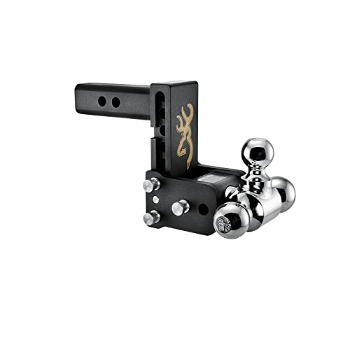 B&W Trailer Hitches Tow & Stow Adjustable Trailer Hitch Ball Mount with Browning Logo - Fits 2" Receiver, Tri-Ball (1-7/8" x 2" x 2-5/16"), 5" Drop, 10,000 GTW - TS10048BB