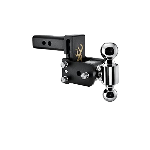 B&W Trailer Hitches Tow & Stow Adjustable Trailer Hitch Ball Mount with Browning Logo - Fits 2" Receiver, Dual Ball (2" x 2-5/16"), 3" Drop, 10,000 GTW - TS10033BB