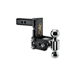 b&w trailer hitches tow & stow adjustable trailer hitch ball mount with browning logo - fits 2" receiver, dual ball (2" x 2-5/16"), 5" drop, 10,000 gtw - ts10037bb