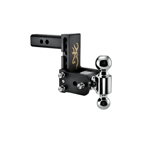 B&W Trailer Hitches Tow & Stow Adjustable Trailer Hitch Ball Mount with Browning Logo - Fits 2" Receiver, Dual Ball (2" x 2-5/16"), 5" Drop, 10,000 GTW - TS10037BB