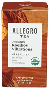allegro tea, organic rooibos vibrations tea bags, 20 ct