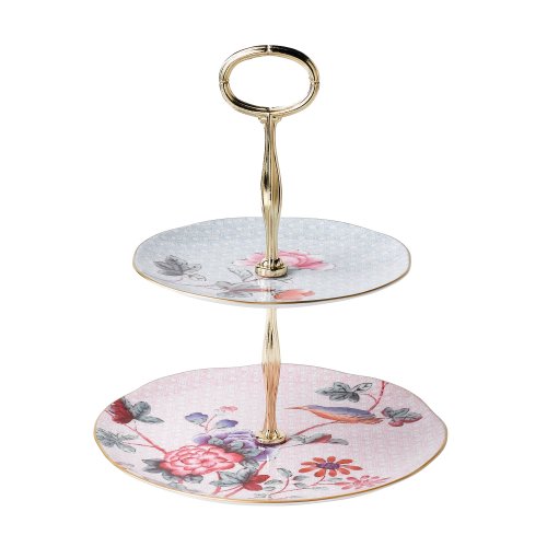 Wedgwood Cuckoo 2 Tiered Cake Stand, 9.5" x 7.9" x 5.5", Multi Floral