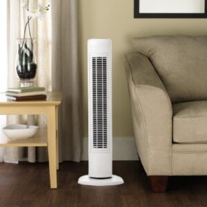 Holmes Oscillating Tower Fan with 3 Speed Settings, 31 Inch, White