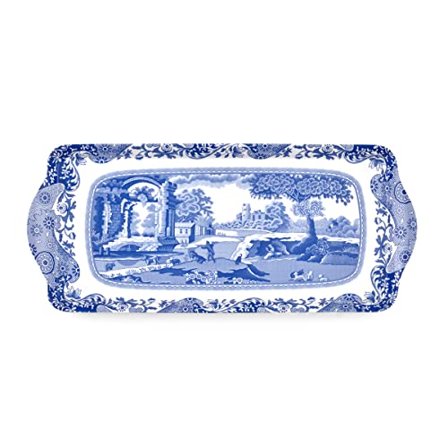 Pimpernel Spode Blue Italian Collection Sandwich Tray | Serving Platter | Crudité and Appetizer Tray for Indoor and Outdoor use | Made of Melamine | Measures 15.1" x 6.5" | Dishwasher Safe