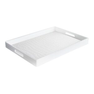 american atelier alligator rectangle serving tray with handles, 14x19, white