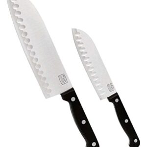 Chicago Cutlery 2-Piece Stainless Steel Triple Rivet Polymer Handles Essentials Partoku/ Santoku Set, Black