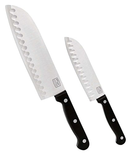 Chicago Cutlery 2-Piece Stainless Steel Triple Rivet Polymer Handles Essentials Partoku/ Santoku Set, Black