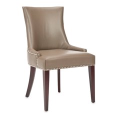 safavieh mercer collection eva leather dining chair with trim nail head, grey