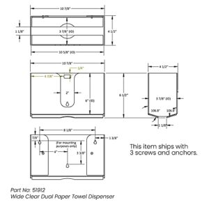 TrippNT 51912 Shatterproof Dual Dispensing Paper Towel Holder, Clear, PETG, 10 7/8 X 6 1/2 X 4 1/4 inches WHD