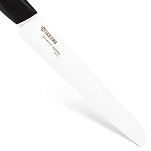 Kyocera Advanced Ceramic Revolution Series 7-inch Serrated Slicing Bread Knife, Black Handle, White Blade