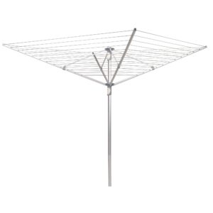 household essentials 1710 height adjustable outdoor umbrella drying rack | aluminum | 12-lines with 165 ft. clothesline , gray