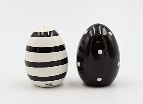 Appletree Black and White egg Salt & Pepper, 2" X 2" 2 3/4" H