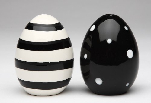 Appletree Black and White egg Salt & Pepper, 2" X 2" 2 3/4" H