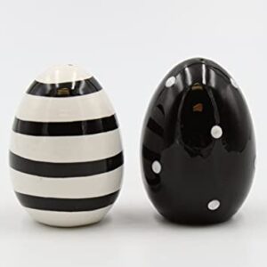 Appletree Black and White egg Salt & Pepper, 2" X 2" 2 3/4" H