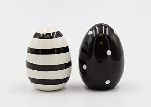 Appletree Black and White egg Salt & Pepper, 2" X 2" 2 3/4" H