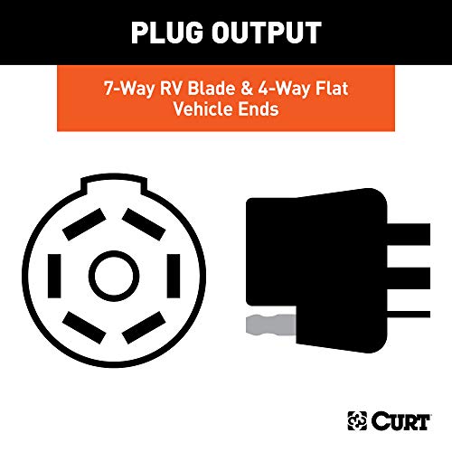 CURT 57101 Dual-Output Vehicle-Side 7-Pin, 4-Pin Connectors with Backup Alarm, Factory Tow Package and USCAR Socket Required, Black