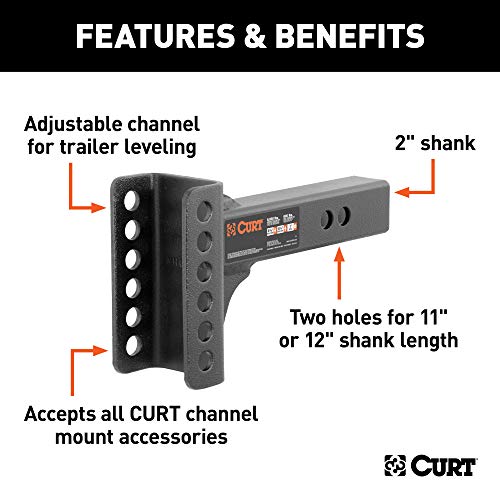 CURT 45911 Replacement Shank for Adjustable Trailer Hitch Ball Mount #45901, Fits 2-Inch Receiver