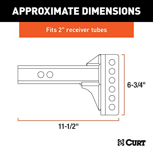 CURT 45911 Replacement Shank for Adjustable Trailer Hitch Ball Mount #45901, Fits 2-Inch Receiver