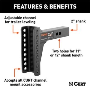 CURT 45910 Replacement Shank for Adjustable Trailer Hitch Ball Mount #45900 or #45907, Fits 2-Inch Receiver