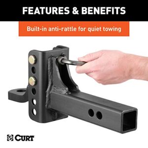 CURT 45901 Adjustable Trailer Hitch Ball Mount, 2-Inch Receiver, 6-3/4-Inch Drop, 1-Inch Hole, 6,000 lbs