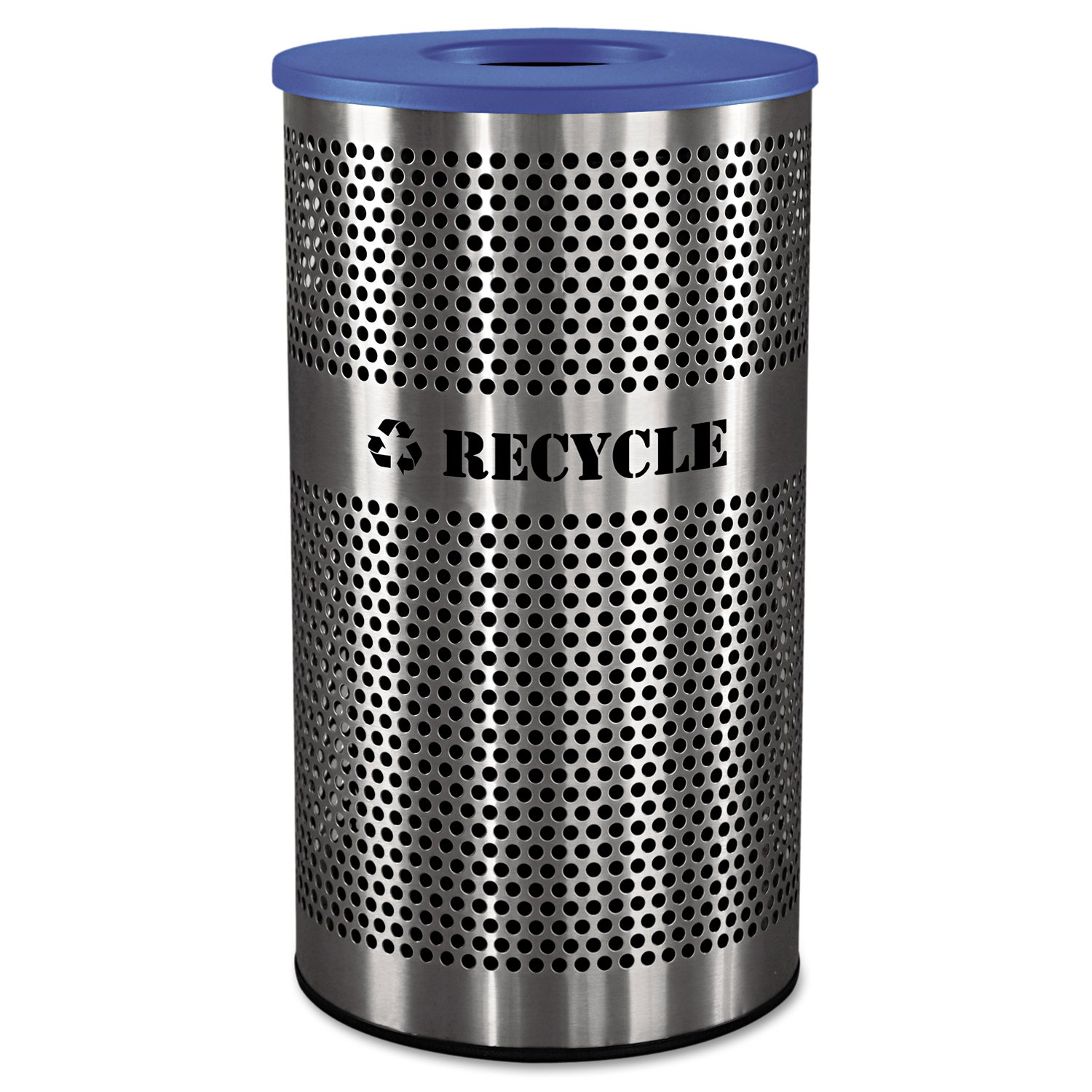 Ex-Cell Kaiser VCR-33 PERF SS Venue Collection Outdoor Perforated Stainless Steel Recycle Receptacle, 33 Gallon Capacity, 18-1/4" Diameter x 32" Height